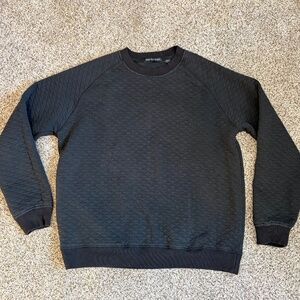 Saks Fifth Avenue Quilted Sweatshirt Sweater Crewneck L Black Gray Mens Women's